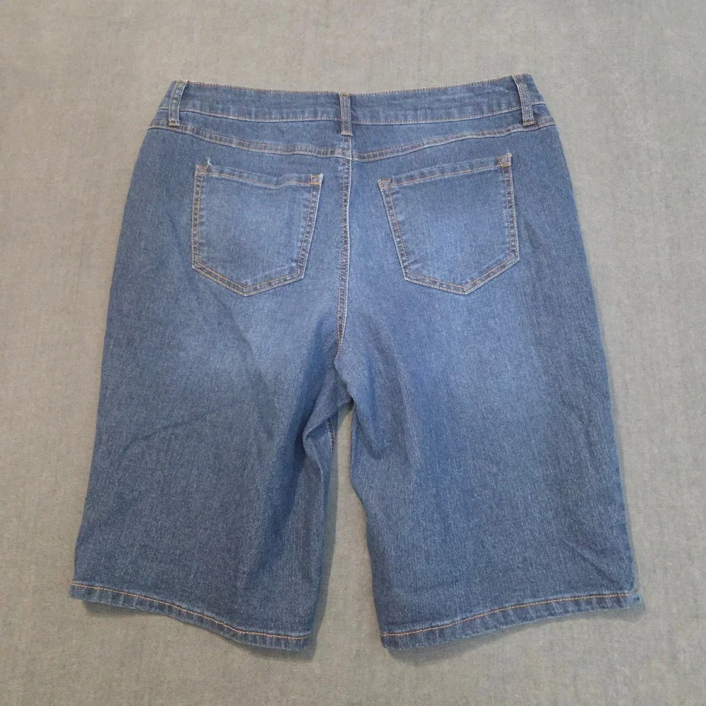 Hannah Denim Bermuda Shorts Womens 12 Blue Stretch‎ Dark Wash Knee Length